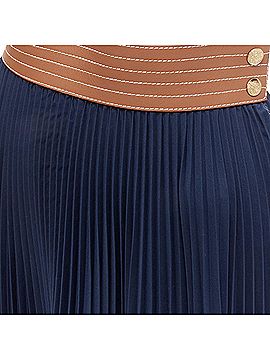 Loewe Loewe cowhide leather topstitched belt pleated skirt (view 2)