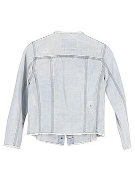 MSGM Denim Jacket Floral-Embellished Jacket in Blue Cotton Denim (view 2)
