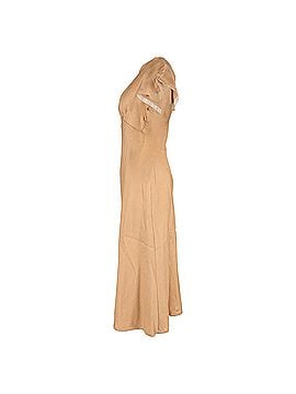 Zimmermann Zimmermann Backless Short Sleeve Midi Dress in Brown Linen (view 2)
