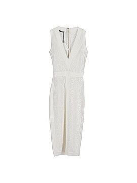 Balmain Balmain Knitted Plunging Neckline Midi Dress in White Viscose (view 1)