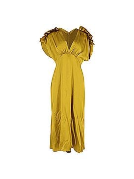 Victoria Beckham Victoria Beckham Ruffle Detail Midi Dress in Yellow Acetate (view 1)
