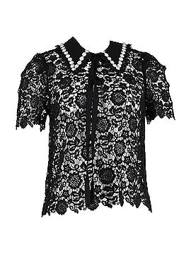 Self-Portrait Self-Portrait Floral Lace Blouse in Black Polyester (view 1)