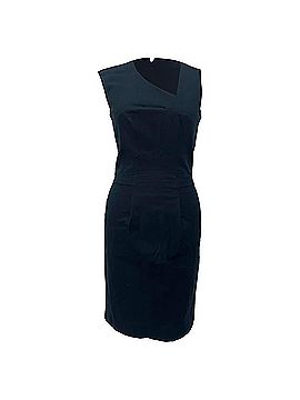 Balenciaga Balenciaga Asymmetric Neckline Midi Dress in Navy Blue Cotton (view 1)