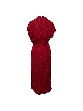 Dries Van Noten Dries Van Noten Cloqué Wrap-Effect Midi Dress in Burgundy Viscose (view 2)