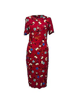 Erdem Erdem Floral-Print Short Sleeve Midi Dress in Multicolor Viscose (view 1)