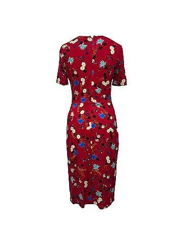 Erdem Erdem Floral-Print Short Sleeve Midi Dress in Multicolor Viscose (view 2)