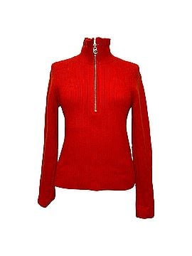 Chloé Chloé Ruffled Neck Ribbed-Knit Sweater in Red Wool (view 1)