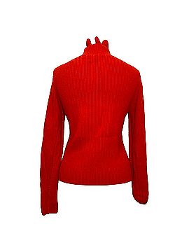 Chloé Chloé Ruffled Neck Ribbed-Knit Sweater in Red Wool (view 2)