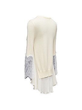 Oscar De La Renta Oscar De La Renta lace sleeve chiffon insert hi low hem sweater (view 1)