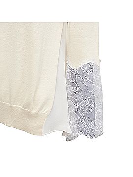 Oscar De La Renta Oscar De La Renta lace sleeve chiffon insert hi low hem sweater (view 2)