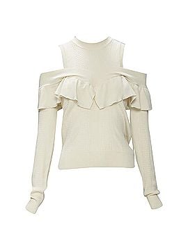 Fendi Fendi wool silk cashmere c shoulder ruffle knit sweater (view 1)