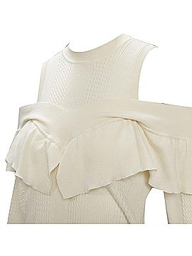 Fendi Fendi wool silk cashmere c shoulder ruffle knit sweater (view 2)