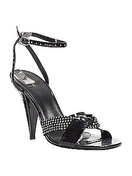 Céline Celine Hedi Slimane patent leather silver crystals sandal heels (view 2)