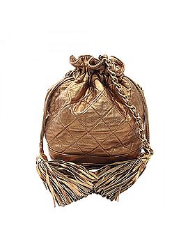Chanel Chanel Matelassé drawstring shoulder bag/handbag, lambskin leather, women's, gold tone. (view 1)