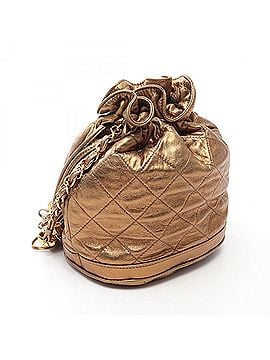 Chanel Chanel Matelassé drawstring shoulder bag/handbag, lambskin leather, women's, gold tone. (view 2)