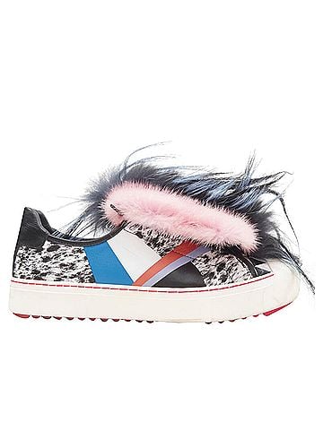 Fendi Fendi Flynn fur panel leather sneaker (view 1)