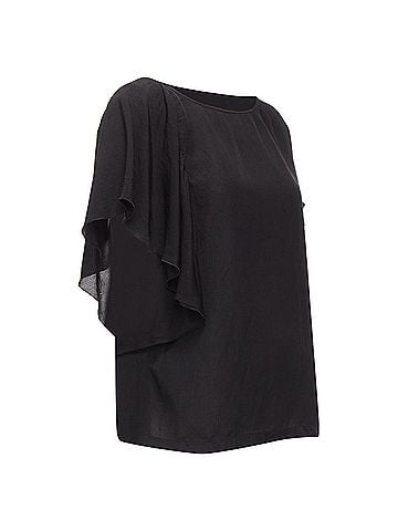 Dries Van Noten Dries Van Noten Viscose Linen Asymmetric Flutter Sleeve Blouse Top (view 1)