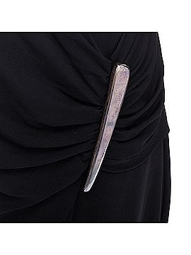 Donna Karan New York Donna Karan Viscose Blend V Neck Silver Buckle Drape Mini Dress (view 2)