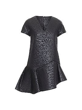 MSGM MSGM black tiger stripe neoprene asymmetric flounce mini dress IT42 M (view 1)
