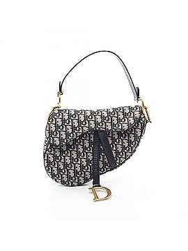 Christian Dior Christian Dior Dior Saddle Bag Oblique Jacquard Handbag, Canvas and Leather, Women's, Navy/Beige, M0455CTZQ-M928 (view 1)