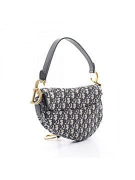 Christian Dior Christian Dior Dior Saddle Bag Oblique Jacquard Handbag, Canvas and Leather, Women's, Navy/Beige, M0455CTZQ-M928 (view 2)