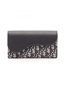 Christian Dior Christian Dior Dior Saddle Bag Oblique Bi-fold Long Wallet, Canvas and Leather, Women's, Navy, Black, Beige (view 1)