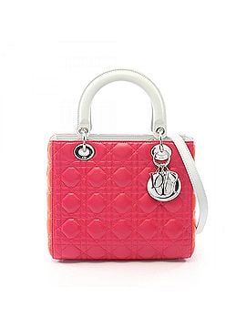 Christian Dior Christian Dior Dior LADY DIOR Cannage 2-Way Handbag, Leather, Women's, Pink, Orange, Blue (view 1)