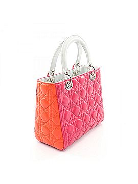 Christian Dior Christian Dior Dior LADY DIOR Cannage 2-Way Handbag, Leather, Women's, Pink, Orange, Blue (view 2)