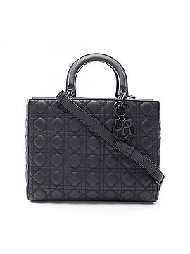Christian Dior Christian Dior Dior Lady Large Cannage Matte 2-Way Handbag, Leather, Women's, Black (view 1)