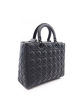 Christian Dior Christian Dior Dior Lady Large Cannage Matte 2-Way Handbag, Leather, Women's, Black (view 2)