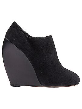 Alaïa Azzedine Alaia suede curved wedge round toe ankle bootie (view 1)