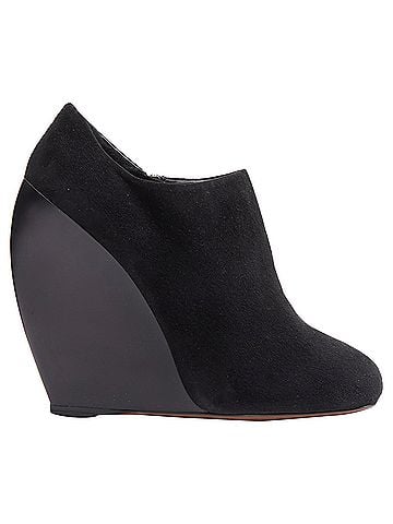 Alaïa Azzedine Alaia suede curved wedge round toe ankle bootie (view 1)