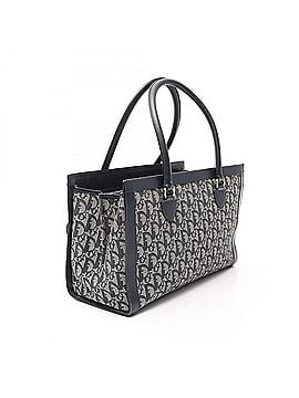 Christian Dior Christian Dior Dior Trotter handbag, canvas and leather, women's, navy, ivory, black. (view 2)