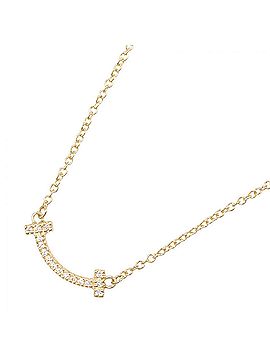 Tiffany & Co. Tiffany &amp; Co. T Smile Mini Diamond Necklace, 18K (Yellow Gold), Diamond, Women's, Gold Tone, Clear 62617683 (view 1)