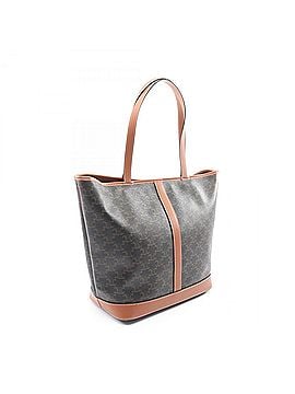 Céline Celine Medium Cabas Triomphe Tote Bag Handbag, Coated Canvas Leather, Women's, Black/Brown (view 2)