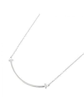 Tiffany & Co. Tiffany &amp; Co. T Smile Small Necklace, 18K White Gold (18KWG), Women's, Silver Tone, 60011677 (view 1)