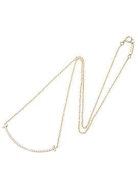 Tiffany & Co. Tiffany &amp; Co. T Smile Small Diamond Necklace, 18K Pink Gold (PG) Women's, Tone, Clear Tone (view 2)