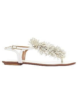 Aquazzura Aquazzura off white fringe trim T bar strap flat sandals EU37 (view 1)