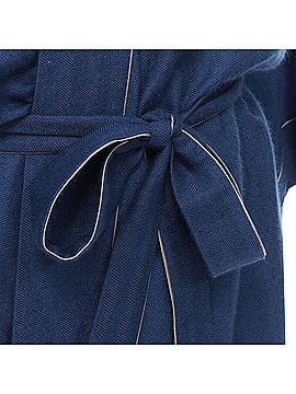 Hermès Hermes Paris cashmere hand woven suede leather H logo belted robe (view 2)
