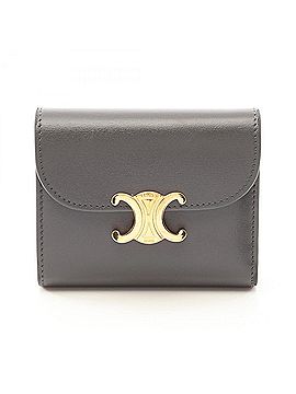 Céline Celine Triomphe Tri-fold Wallet, Leather, Women's, Gray (view 1)