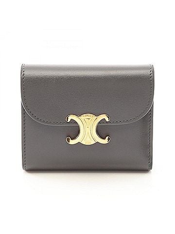 Céline Celine Triomphe Tri-fold Wallet, Leather, Women's, Gray (view 1)