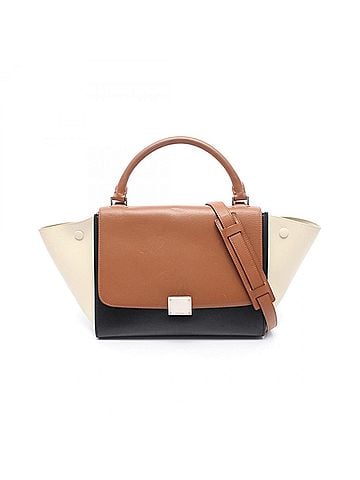 Céline Celine Trapeze Small 2-Way Handbag, Leather, Women's, Brown, Black, White, 174683 (view 1)