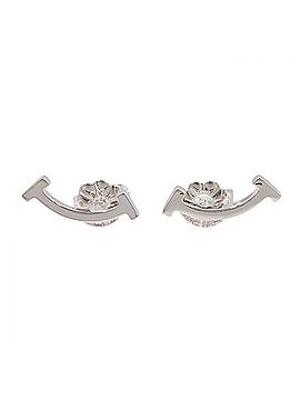 Tiffany & Co. Tiffany &amp; Co. T Smile Mini Earrings, 18K White Gold (WG), Women's, Silver Tone (view 1)