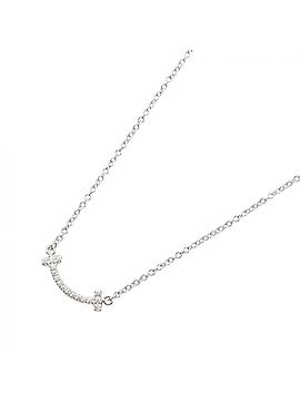Tiffany & Co. Tiffany &amp; Co. T Smile Mini Diamond Necklace, 18K White Gold (18KWG), Diamond, Women's, Silver/Clear Tone, 62617799 (view 1)