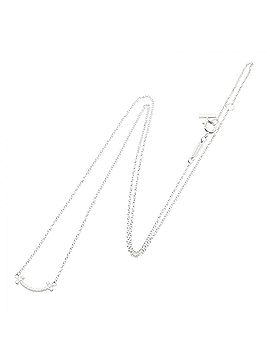 Tiffany & Co. Tiffany &amp; Co. T Smile Mini Diamond Necklace, 18K White Gold (18KWG), Diamond, Women's, Silver/Clear Tone, 62617799 (view 2)