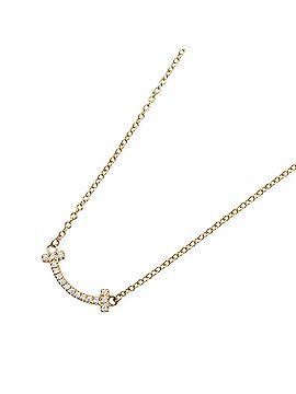 Tiffany & Co. Tiffany &amp; Co. T Smile Mini Diamond Necklace, 18K Pink Gold (PG), Diamond, Women's, Tone, Clear 62617683 (view 1)