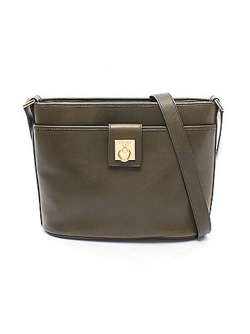 Céline Celine Gancini Shoulder Bag/Handbag, Leather, Women's, Khaki (view 1)