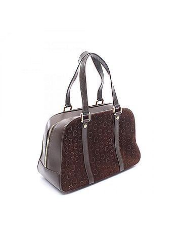 Céline Celine C Macadam Handbag, Suede Leather, Women's, Brown (view 2)