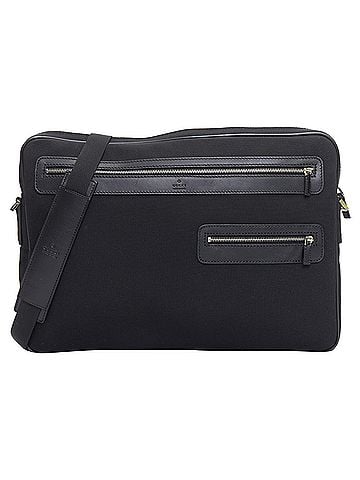 Gucci Gucci black nylon leather trim crossbody messenger laptop bag (view 1)