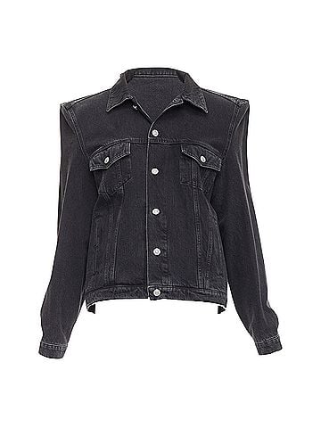 Balenciaga Balenciaga Demna washed denim power shoulder boxy jacket (view 1)